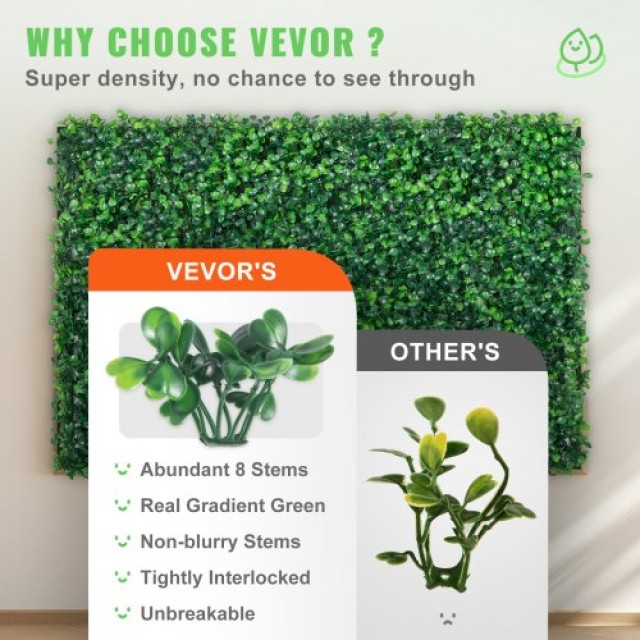 VEVOR Τεχνητό Πάνελ Πράσινου 24 x 16 UV 24τμχ για Διακόσμηση & Ιδιωτικότητα  MLCZWQ24PC24X1601V0