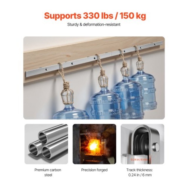 VEVOR Κιτ Συρόμενης Πόρτας 8FT Ασημί HDSMDGDGDM2D9X4QD001V0