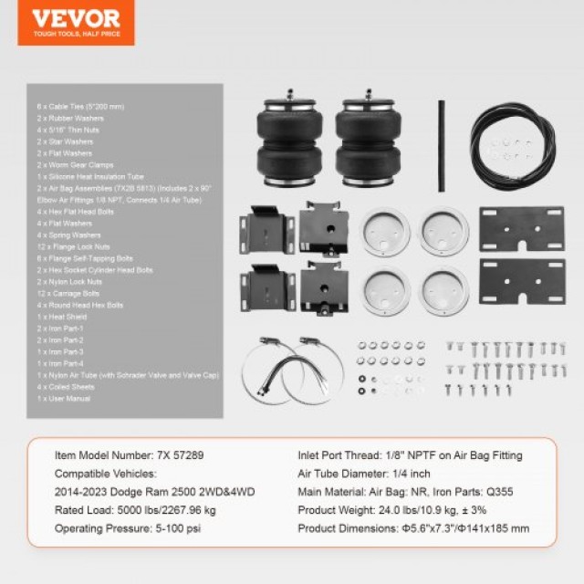 Σετ Αερανάρτησης VEVOR για Dodge Ram 2500 2014-2023 2WD/4WD 5000 lbs  AQQNXJTJ5000SLLB7V0