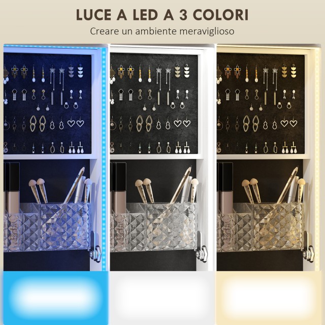 HOMCOM Ντουλάπι Κοσμηματοθήκης με Περιστρεφόμενο Καθρέπτη 360°, Ρυθ...