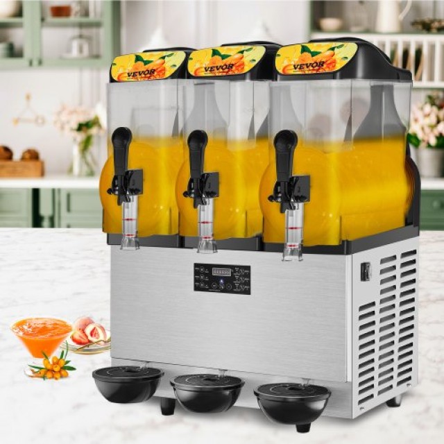 Επαγγελματική Μηχανή Γρανίτας VEVOR, 3 x 12L, 220V 1300W, Ανοξείδωτη για Καφέ/Μπαρ/Σπίτι  JJKXRJHSGOC12Z63YV2