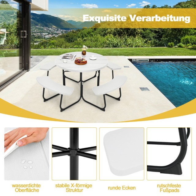 Costway Σετ Πικνίκ Τραπεζιού και Πάγκων για 8 Άτομα 190 x 76 cm με ... Costway Σετ Πικνίκ Τραπεζιού και Πάγκων για 8 Άτομα 190 x 76 cm με ...