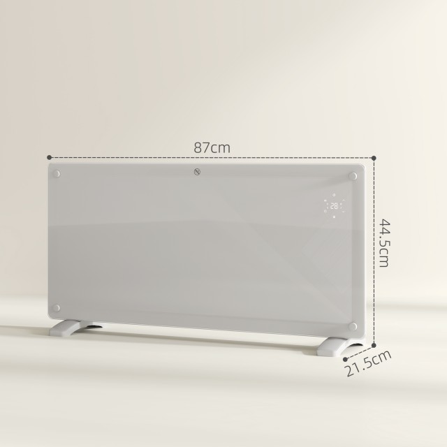 HOMCOM  Θερμαντικό Σώμα Μεταφοράς 2000W με Ρυθμιζόμενη Θερμοκρασία, Τηλεχειριστήριο και Χρονοδιακόπτη, 87x21.5x44.5 cm, Λευκό  820-421V92WT