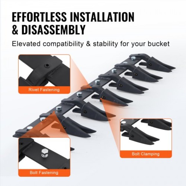 VEVOR Δόντια Κουβά 53 για Υπο-Συμπαγή Τρακτέρ, 4560 lbs, Χωρίς Τρύπ...