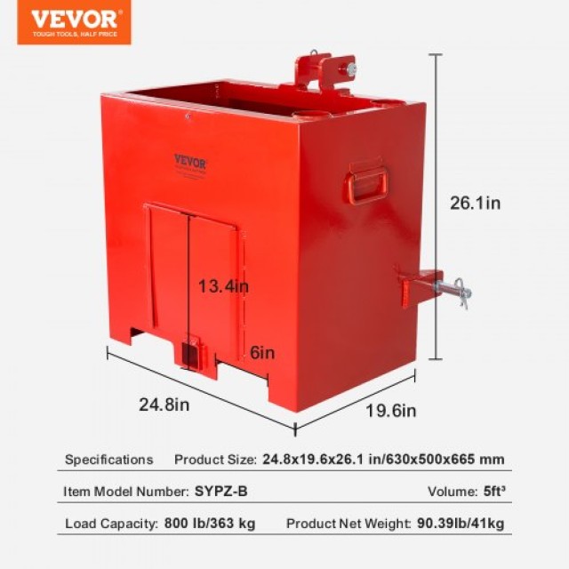 Κουτί Αντίβαρου VEVOR 3 Σημείων Κατηγορίας 1, 800lbs, Κόκκινο  TLJYZXHHS15035KDVV0