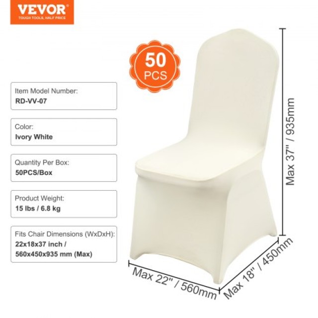 Καλύμματα Καρεκλών VEVOR Spandex (50τμχ, Λευκό)  YTXYB50PCSZKOES30V0