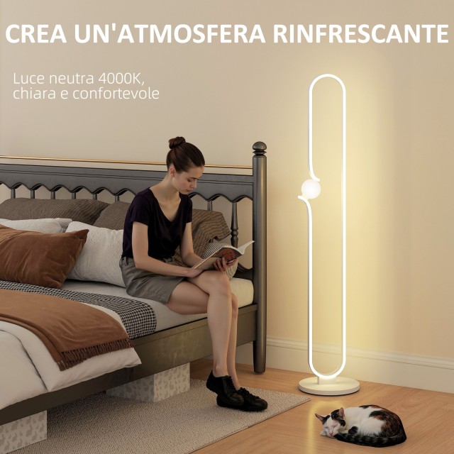 HOMCOM Λάμπα Δαπέδου LED Νότα, 28x28x145 εκ, Λευκό B31-527V90WT