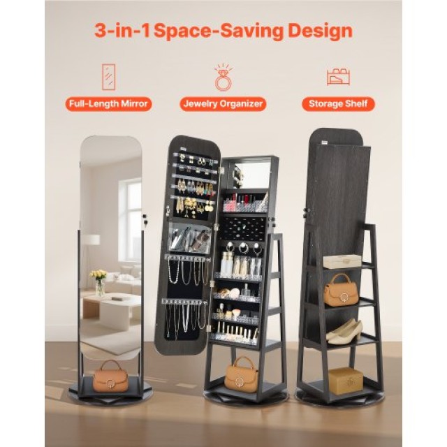 VEVOR Περιστρεφόμενη Κοσμηματοθήκη 360° με Καθρέφτη Πλήρους Μήκους ... VEVOR Περιστρεφόμενη Κοσμηματοθήκη 360° με Καθρέφτη Πλήρους Μήκους ...
