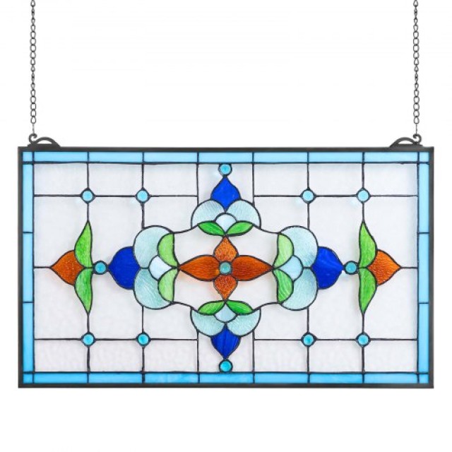 VEVOR Βιτρό Κρεμαστό Τζάμι Tiffany με Αλυσίδα 26 x 16 Ίντσες HXFXCS...