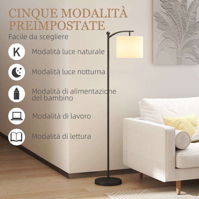 HOMCOM Λάμπα Δαπέδου LED με Τηλεχειριστήριο, 11 Θερμοκρασίες & Φωτεινότητες, Χρονοδιακόπτης 60, Μαύρο, Διαστάσεις: 11x11 B31-544V90BK