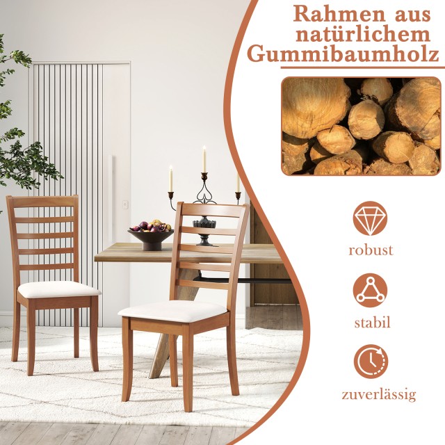 Costway Σετ 2 Μοντέρνων Ξύλινων Καρεκλών Τραπεζαρίας με Επένδυση κα...