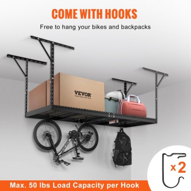 Ράφι Οροφής Γκαράζ VEVOR, 36x96, 600 lbs, Ρυθμιζόμενο, Μαύρο  CKTHBCWJZHS36L1S2V0