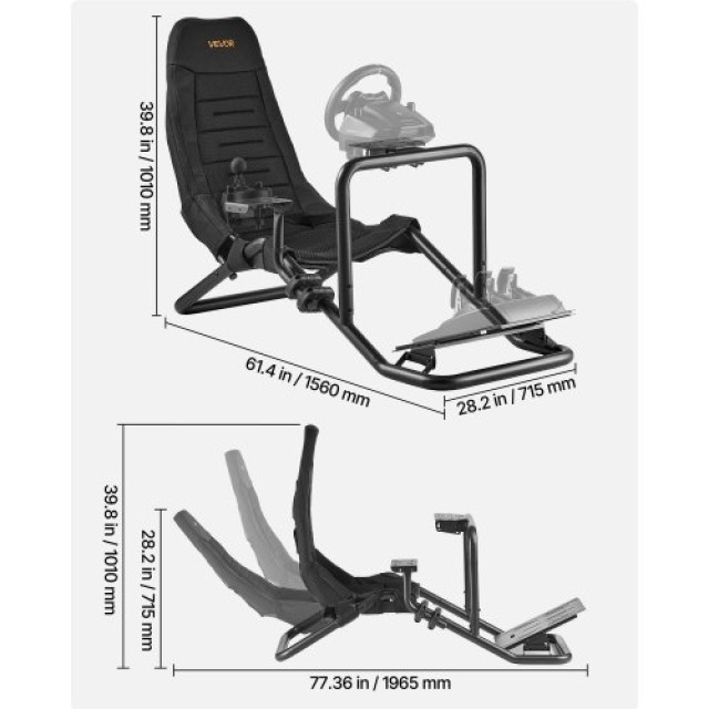 VEVOR Βάση Τιμονιού Αγώνων, Βαρύ Καθήκον Εξομοιωτής, Μαύρο ZXZCYTSC...