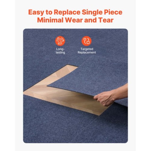 VEVOR Αυτοκόλλητα Πλακάκια Χαλιού 610x610 mm Γκρι (15 Τεμάχια) ZZFK...