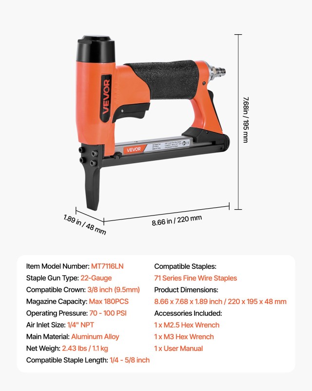 VEVOR Πνευματικό Καρφωτικό 22-Guage, Εκτεταμένη Μύτη, Κομβικού Μήκο... VEVOR Πνευματικό Καρφωτικό 22-Guage, Εκτεταμένη Μύτη, Κομβικού Μήκο...