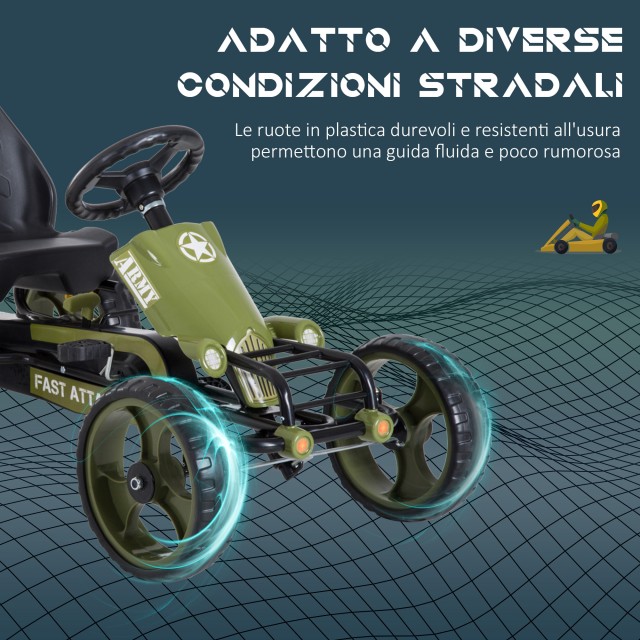 HOMCOM Ποδήλατο Go Kart για Παιδιά από 3-6 Ετών με Ρυθμιζόμενο Κάθισμα και Χειρόφρενο Πράσινο 341-025