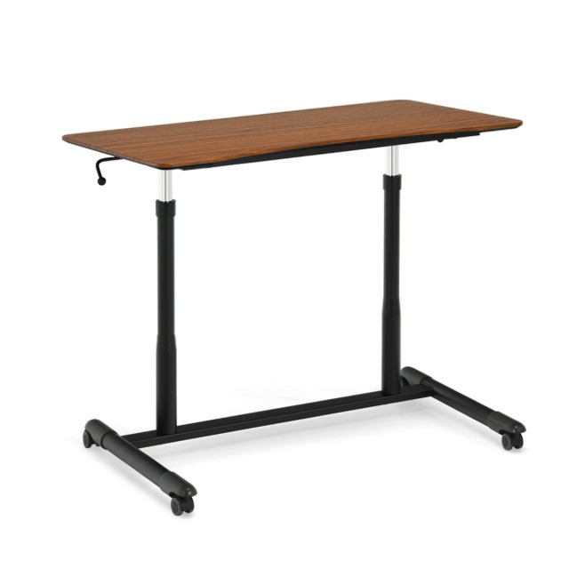 Costway  Ρυθμιζόμενο Γραφείο με 4 Ρόδες 95 x 52 x 70 - 107 cm Καφέ ...