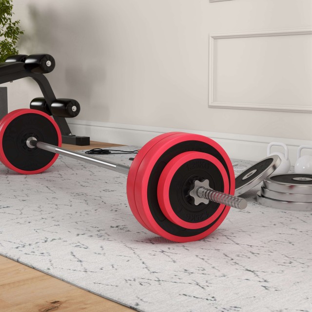 SPORTNOW Σετ Μπάρας και Δίσκων 30kg, 170x26x26cm, Κόκκινο A91-286V00RD