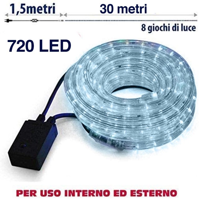 BAKAJI Σωλήνας Φωτισμού 30 Μέτρων LED Ψυχρό Λευκό 720 Φώτα για Εσωτ...