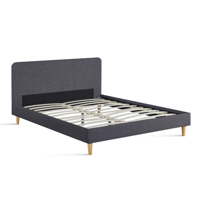 Διπλό Κρεβάτι Evy με Ξύλινα Πόδια - 160x200 cm Γκρι 30130589 Idomya