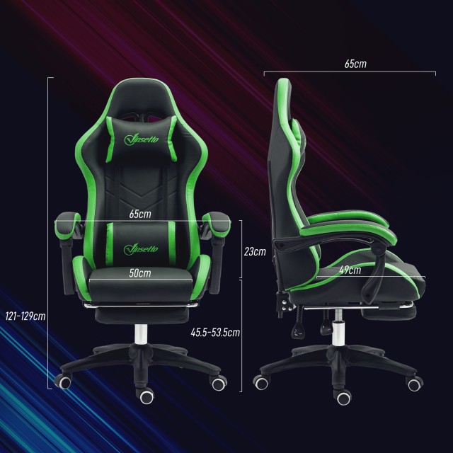 Καρέκλα Gaming Vinsetto με Ρυθμιζόμενο Ύψος και Ανακλινόμενη Πλάτη ...