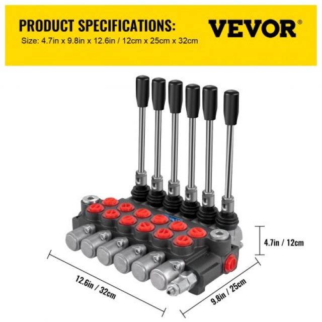 VEVOR  Υδραυλική Βαλβίδα Κατεύθυνσης 6 Σπoυλ, 11 GPM, 3600 PSI για ...