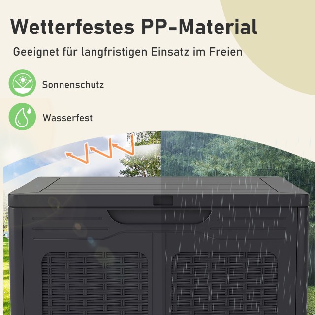 Costway Μεγάλος Καφέ Αποθηκευτικός Κάδος 145L με Καπάκι PP & Σχέδιο...