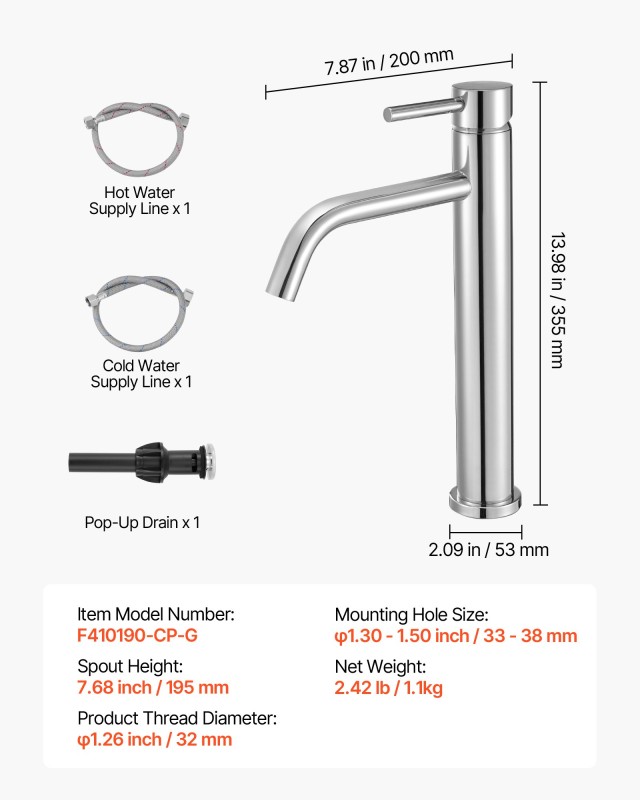 VEVOR Μονοκόμμιο Μίκτης Νεροχύτη Κουζίνας, Χρωμιομένος Ασημί, Ύψος ... VEVOR Μονοκόμμιο Μίκτης Νεροχύτη Κουζίνας, Χρωμιομένος Ασημί, Ύψος ...