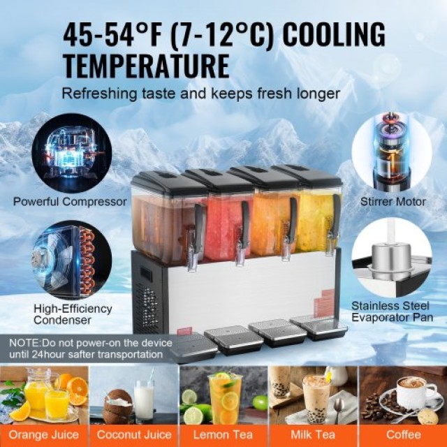 VEVOR  Εμπορικός Διανομέας Ποτών 12L x 4 Δεξαμενές Κρύου Χυμού SYYLJJBSJXS1YI25UV2