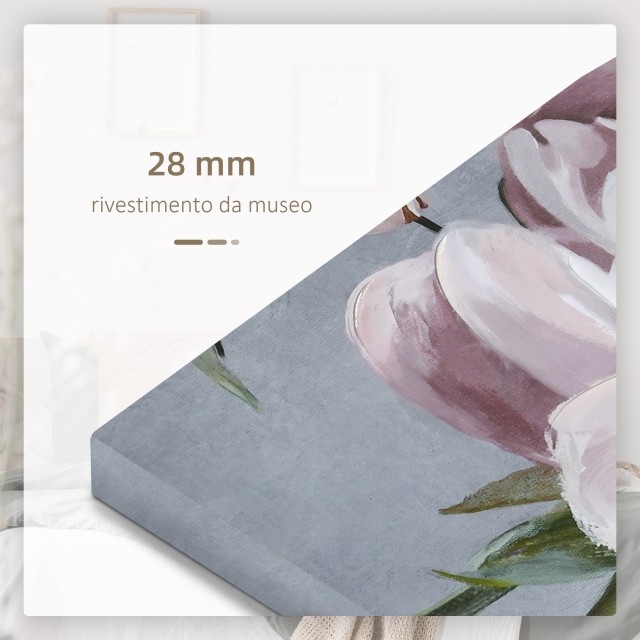 HOMCOM Canvas Prints Flowers, Ξύλο πεύκου για το σπίτι και το γραφείο, 200x100cm, Πολύχρωμο L00-020