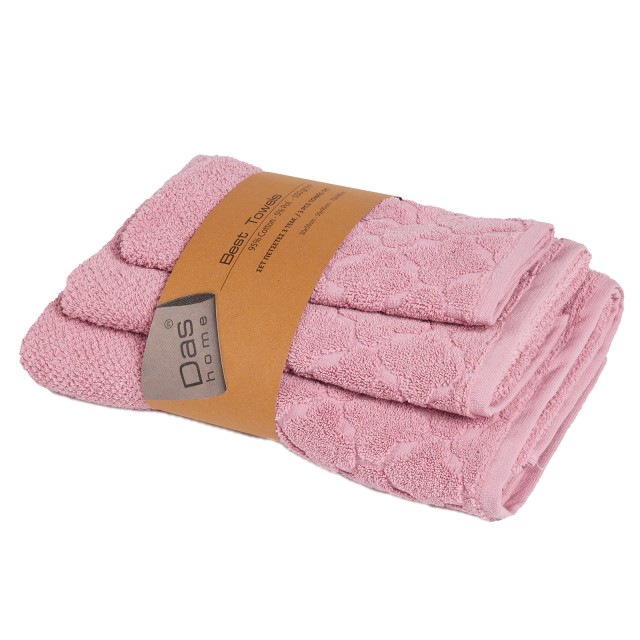 DAS HOME Σετ Πετσέτες 3 Τεμαχίων Best 0791 Pink 530708180791