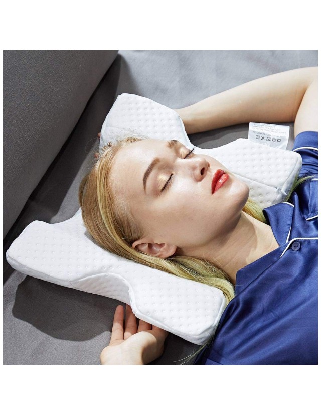 Ορθοπεδικό Καμπυλωτό Μαξιλάρι Αυχένα από Memory Foam 30 x 35 x 13cm Λευκό MWS16591