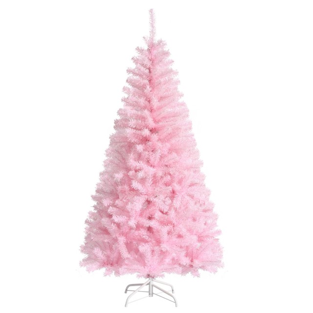 Costway Ροζ Χριστουγεννιάτικο Δέντρο 180εκ με 472 Γυαλιστερά Κλαδιά...