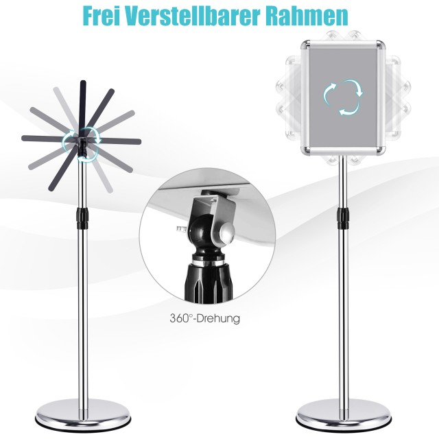 Costway Ρυθμιζόμενο Σταντ Πληροφοριών A4 με Περιστρεφόμενη Βάση, Ασ...