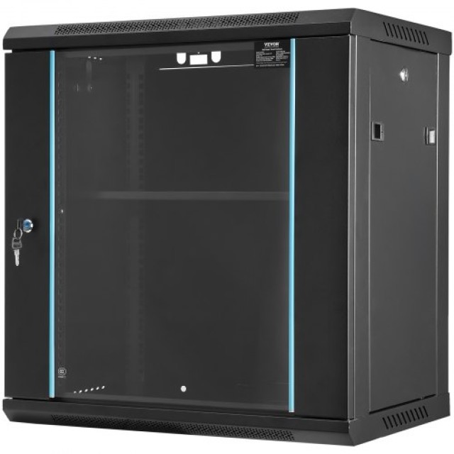 VEVOR 12U Επιτοίχια Ντουλάπα Δικτύου, 15.5 Βάθος, 200 lbs Φορτίο, Κλειδωτή Πόρτα, για IT & A/V Συσκευές  WLJJGHB12U155L3S8V0