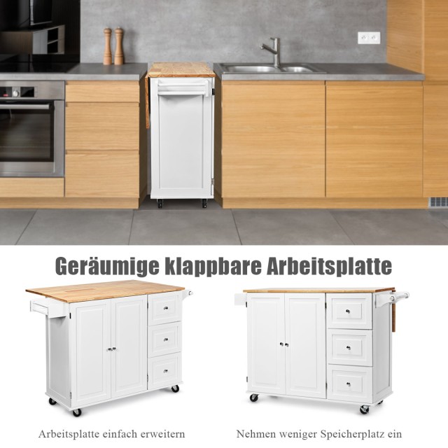 Costway Κινητό Νησίδα Κουζίνας με Επιφάνεια Εργασίας και Συρτάρια 1...