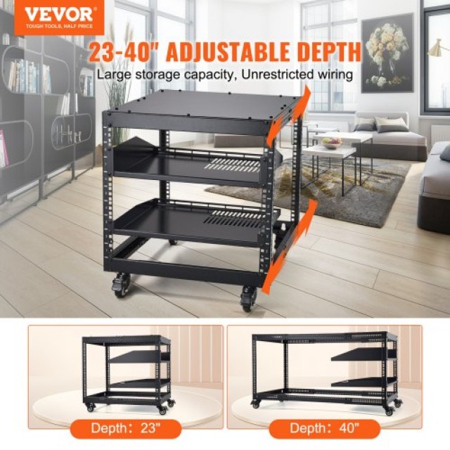 VEVOR 9U 4 Θέσεων Ανοιχτό Rack Σερβερ Ρυθμιζόμενο 23-40  KFSJJHS9UJ...