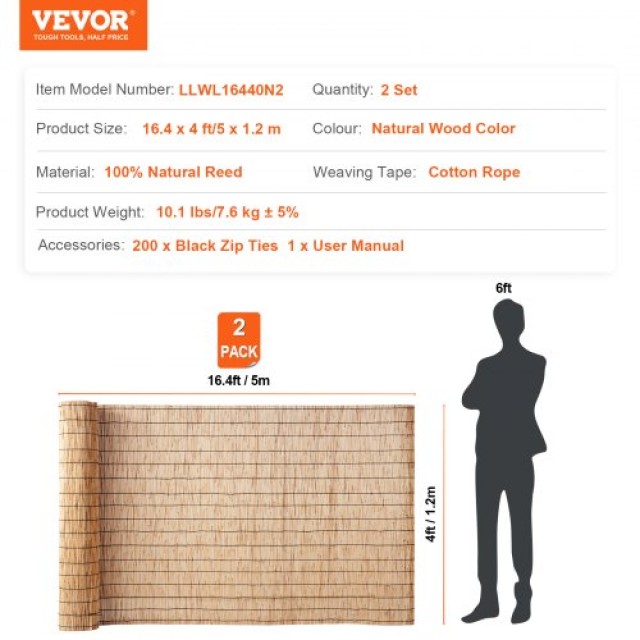 Σετ 2 Καλαμωτές VEVOR για Ιδιωτικότητα 5m x 1.2m  LWWL2JT164FTRRP7XV0
