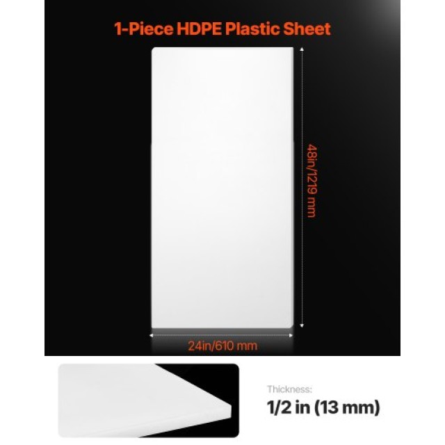 VEVOR Πλαστική Πινακίδα HDPE 24x48 ιντσών 1/2 πάχος HDPESLBHDPE212XD1V0