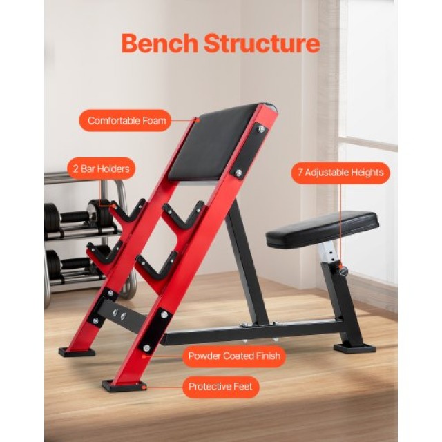 VEVOR Πάγκος Κάμψης Δικεφάλων - Ρυθμιζόμενη Μηχανή Γυμναστικής Για ...