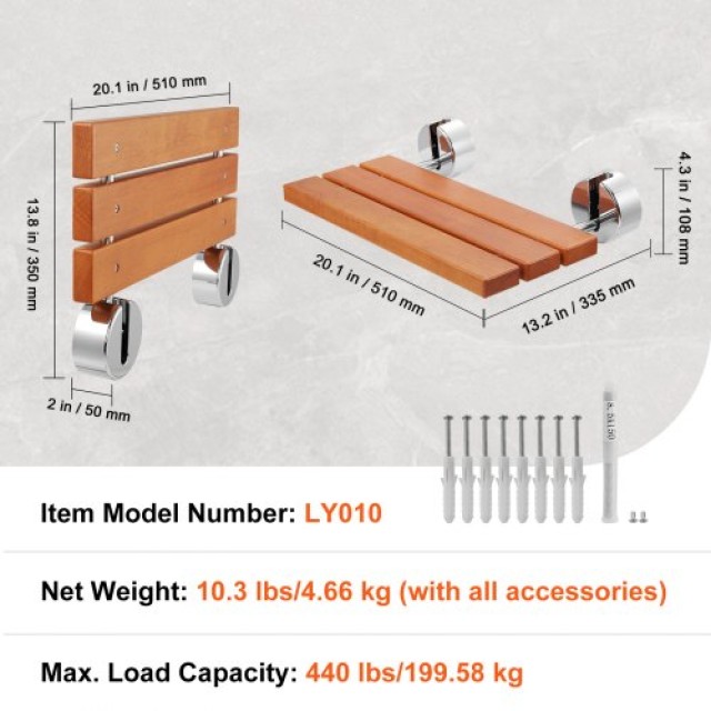 Πτυσσόμενο Κάθισμα Ντους VEVOR 20.1 x 13.2 Τοίχου 440 lbs  SMKWZCWK...