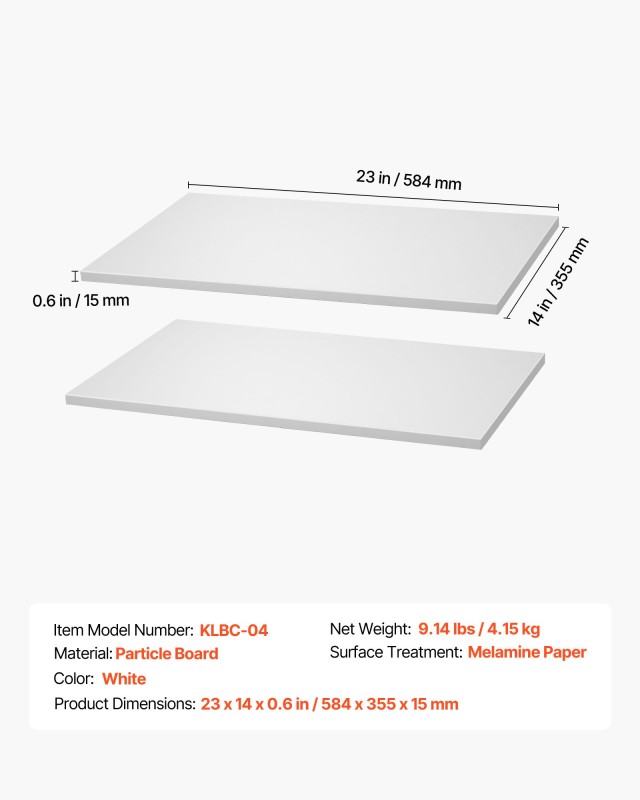 VEVOR Ράφια Μελαμίνης 2 Τεμαχίων, Προσαρμοζόμενα Ξύλινα Ράφια 23 x ...