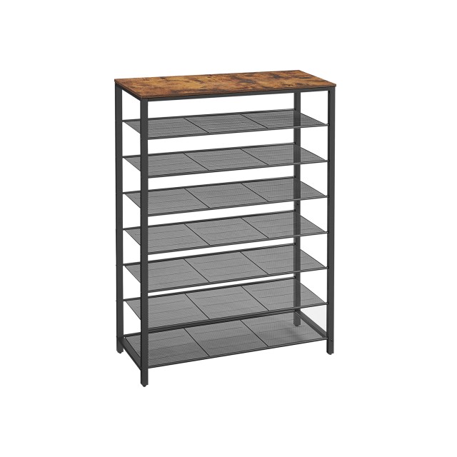 VASAGLE Ψηλή Ραφιέρα Παπουτσιών 100x30x152cm με 7 Μεταλλικά Ράφια και 1 Κορυφαίο Ράφι LBS012B01