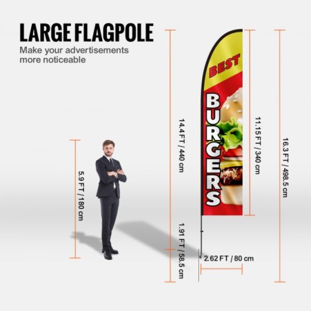 Σετ Διαφημιστικής Σημαίας Εστιατορίου Burger VEVOR 16.3 FT  QGYMQGQWABURIT7ZBV0