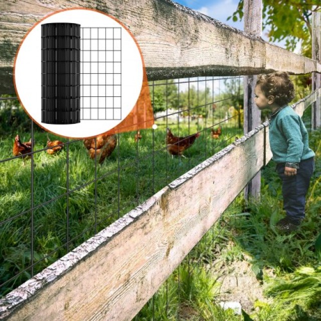 VEVOR Πλέγμα Σύρματος 24 x 50, Γαλβανισμένο & Επικαλυμμένο, 16 Gauge, για Κοτέτσια & Περιφράξεις  JSGSWL24IN509K581V0