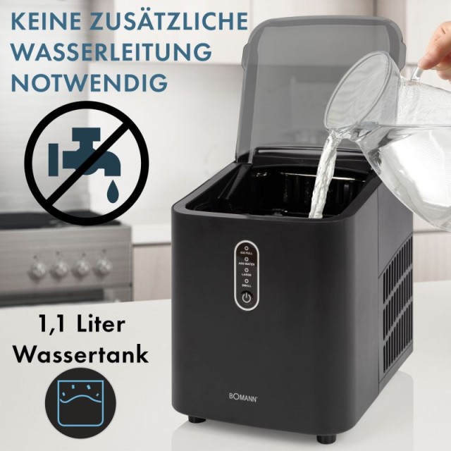 Παγομηχανή 12kg/24h  1,1L 120W  Μαύρο EWB6068CB Bomann