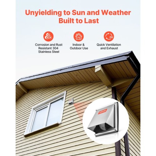 VEVOR Εξωτερικό Εξαεριστικό Κάλυμμα Τοίχου Ανοξείδωτο Ατσάλι 97mm -...