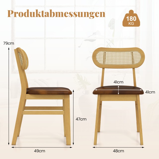 Costway Ξύλινες Καρέκλες Εσωτερικού Χώρου με Επενδεδυμένο Κάθισμα (...
