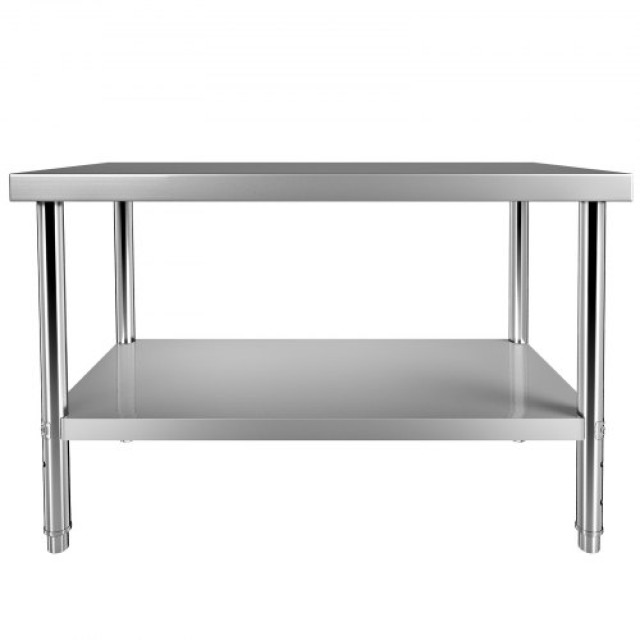 Τραπέζι Προετοιμασίας VEVOR Ανοξείδωτο 48x30x34, 550lbs, Ρυθμιζόμενο Ράφι  J48X30X34INCHVNM2V0