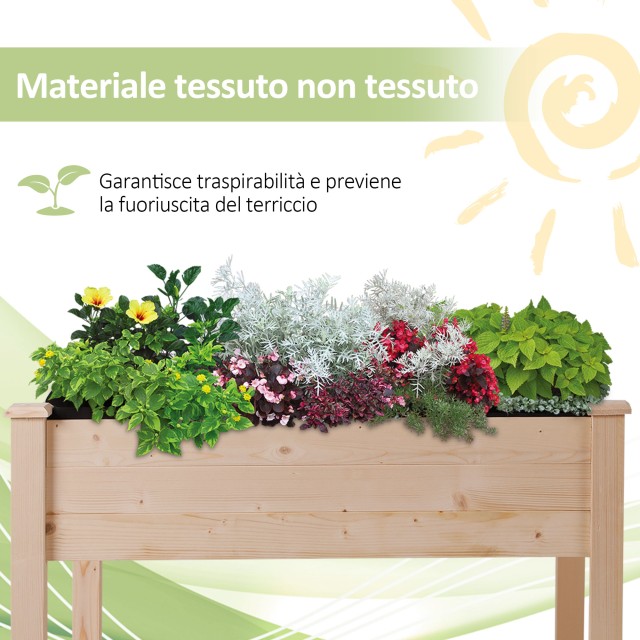 Outsunny Orto Urban Hanging Planter σε ξύλο με υφασμάτινη επένδυση,...